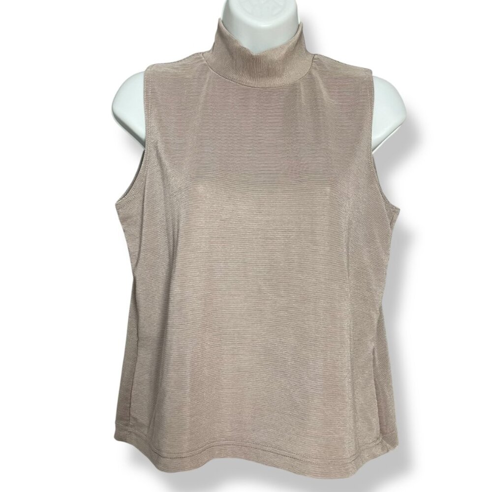 Vintage Jason Maxwell Tank Top Mock Neck‎ Sleeveless Neutral Taupe Women Medium